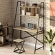 Стол компьютерный письменный с металлическим каркасом в стиле Лофт (Loft) DrevoGoods усиленный, прямой, рабочий для дома и офиса 1000х1800х600мм; металл: Черный; дерево: Дуб Сонома + стеллаж с полками без табурета (870|45) - изображение 2