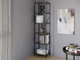 Стелаж-перегородка з металевим каркасом у стилі Лофт (Loft) DrevoGoods вузький, посилений, підлоговий / пристінний для дому та офісу з 6 полицями для книг та речей 1855х400х330мм; метал: Чорний; дерево: Аліканте темний (861|51) - зображення 1