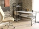 Стол компьютерный письменный с металлическим каркасом в стиле Лофт (Loft) DrevoGoods с полкой под системный блок усиленный, прямой, рабочий для дома и офиса 1600х750х600мм; металл: Черный; дерево: Белый + стеллаж (809|61) - изображение 1