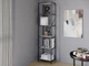 Стелаж-перегородка з металевим каркасом у стилі Лофт (Loft) DrevoGoods вузький, посилений, підлоговий / пристінний для дому та офісу з 6 полицями для книг та речей 1855х400х330мм; метал: Чорний; дерево: Білий (858|51) - зображення 1