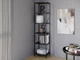 Стелаж-перегородка з металевим каркасом у стилі Лофт (Loft) DrevoGoods вузький, посилений, підлоговий / пристінний для дому та офісу з 6 полицями для книг та речей 1855х400х330мм; метал: Чорний; дерево: Чорний (859|51) - зображення 1