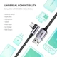 Дата кабель USB 2.0 AM to USB-C 1.0m US284 Angled Alum. Braid Black Ugreen (50941) - изображение 5