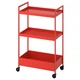 Столик на колесах IKEA NISSAFORS 50,5х30х83 см червоно-помаранчевий (804.657.45) - зображення 1