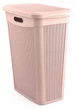Корзина для белья с крышкой Slim Вязка, (46*29*55 см) 43 л. Пудра, UCSAN plastik ТУРЦИЯ, М-175 - изображение 1