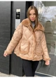 Пуховик женский зимний с натуральным мехом кролик-рекс Modern Boutique бежевый, L ПУХ094 - изображение 3
