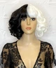 Парик Круэлла Cruella DM-181 каре черно-белый, с имитацией кожи, 26-27 см, термостойкое волокно - изображение 1