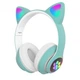 Бездротові Bluetooth-навушники "Котячі вушка" з мікрофоном та FM радіо Cat STN-28 AUX з підсвіткою Зелені - изображение 3