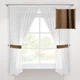 Кухонная короткая занавеска Adagio Windows Decor Белые тюлевые шторы с коричневыми подхватами в размерах 1,45х1,7м - 2 шторы - изображение 1