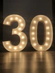 Світлова об'ємна цифра 30 з підсвічуванням (з лампочками) Manific Decor для магазинів, кафе, клубів з фанери та пластику Білі 100*140*15 см (16.05) - зображення 1