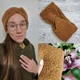 Пов'язка-чалма на голову тепла овечка Тедді коричнева - изображение 3