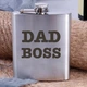 Фляга сталева "Dad boss", англійська, Дерев'яна подарункова коробка з гравіюванням - зображення 1