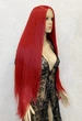 Парик на сетке Lace Wig Super Straight тон M.RED длинный красный 100 см термостойкое волокно - изображение 3
