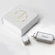 USB флешка кожаная белая на 8Гб и коробка подарочная Поздравительная LSite(NLZ1white) - изображение 1