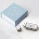 USB флешка кожаная белая на 8Гб и коробка подарочная Другу LSite(NLZ1blue) - изображение 1