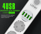 Удлинитель сетевой Ldnio 4 розетки, 4 USB SE4432 3,4a - изображение 3