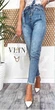 Джинсы женские jeans мом с царапками весенний коттоновый DM-3679 Голубой 30 - изображение 1