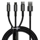 USB кабель 3в1 Micro USB/Lightning/Type-C BASEUS Combo Tungsten Gold One-for-three |1.5M, 3.5A|. Black - зображення 1