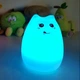 Нічний силіконовий LED світильник Solmore LJC-101, котик для дітей, 7 кольорів і теплий жовтий режим світіння - зображення 4