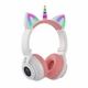 Бездротові навушники з однорогом та вушками Bluetooth Cat STN-27 з мікрофоном MP3 плеєром LED RGB підсвічування Біло-Рожеві - зображення 2