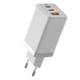 Зарядний пристрій Baseus GaN2 Pro Quick 3 порту, USB 65W+Type-C+кабель 100W(20V/5A) 1M Білий (CCGAN2P-B02) - зображення 5