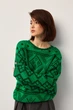Джемпер oversize в українському стилі Заріна зелений, One Size - изображение 6