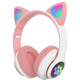 Беспроводные детские наушники CAT STN-28 с кошачьими ушками с подсветкой MP3 MicroSD FM-радио Розовые - изображение 1