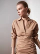 Платье-рубашка короткое осеннее женское Trendyol TWOAW21EL1388 36 Camel (8682581569194) - изображение 4