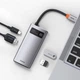 USB-хаб Baseus Metal Gleam Series 4-in-1 USB-C to 2xUSB 3.0 + HDMI + USB-C Gray (CAHUB-CY0G) - изображение 3
