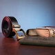 Ремень из натуральной кожи с ретро латунной пряжкой Vintage 20215 Черный - изображение 5