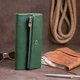 Клатч конверт с карманом для мобильного кожаный женский ST Leather Зеленый 3079-87892 - изображение 6