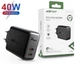 Зарядний пристрій Acefast 40W 2xType-C Quick Charger iPad/iPhone/Android black - зображення 1