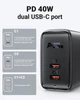 Зарядний пристрій Acefast 40W 2xType-C Quick Charger iPad/iPhone/Android black - зображення 2