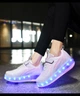 Роликовые кроссовки для девочек с LED подсветкой белые с розовым на 2-х колесах (LR 1263) 32(20,5см) - изображение 2