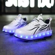 Роликовые кроссовки для мальчиков с LED подсветкой белые с черным на 2-х колёсах (LR 1264) 30(19см) - изображение 7
