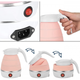 Электрический дорожный чайник SmartTech Foldable Kettle складной силиконовый на 0,6 л дисковый с автоотключением индикатором питания и уровня воды Розовый (48983) - изображение 2