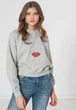 Толстовка ONLY ONLJENNIFER LIFE L/S O-NECK BOX SWT L Серый 15250226-Light Grey Melange-Print:FACE - изображение 1