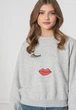 Толстовка ONLY ONLJENNIFER LIFE L/S O-NECK BOX SWT L Серый 15250226-Light Grey Melange-Print:FACE - изображение 3