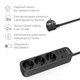 Сетевой фильтр-удлинитель RZTK Power Strip 3+3 USB-A Black 1.5 м - изображение 2