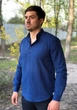 Сорочка ZIBSTUDIO бавовна стійка планка д/р XL Синя - зображення 5