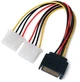 Кабель перехідник 1x SATA 15 Pin -> 2x MOLEX 18AWG (529780380) Чорно-Жовтий-Червоний - зображення 3