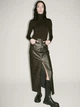 Юбка из искусственной кожи длинная осенняя теплая женская Zara 8741-252-800 S Темно-коричневая (Za04130568125) - изображение 1
