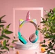Беспроводные наушники с ушками и рогом Unicorn KD80 Единорог с подсветкой Blue - изображение 1