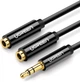 Кабель Ugreen AV123 3.5 мм Stereo Audio Splitter Cable with Braid 20 см Black (10532) - зображення 1