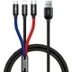 Кабель 3 в 1 USB-Lightning-MicroUSB-Type-C Baseus Three Primary Colors 3.5A 1.2m CAMLT-BSY01 Black - изображение 1