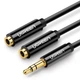 Кабель UGREEN AV123 3.5mm Male to 2x3.5mm Female 20cm Black (10532) - зображення 1
