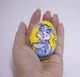 Авторское Пасхальное желтое детское деревянное яйцо "Зайка" UAMAZE 6х4см - изображение 4