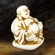 Статуэтка Netsuke Нэцкэ Хотэй сидящий Гипс 4.2x3.5x3.7 см Бежевый (00671) - изображение 3