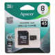 Карта памяти Apacer MicroSD 8GB 10 class с адаптером SD (Черный) - изображение 1