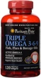 Комплекс Омега 3 6 9 Triple Omega 3-6-9 Fish, Flax&Borage Oils Puritan's Pride тройная сила льняное и огуречное масло 120 капсул (PP369) - изображение 2