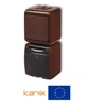 1-кл. вимикач+розетка IP54 Karlik 4WGHP-1sd 16А 250V Коричневий із заземленням, кришкою прозачною "зовнішній" (мікс вертикальний накладний) - зображення 1